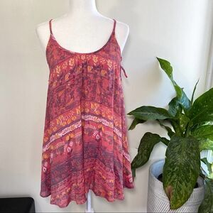 Kimchi Blue boho red patterned mini dress size xs
